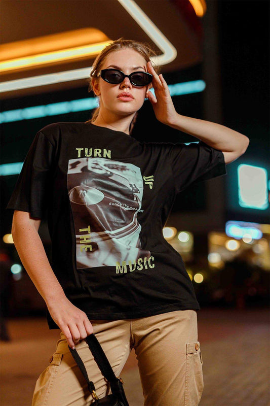 Turnup the music oversized T
