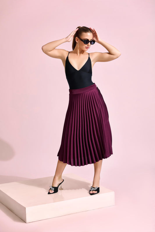 Aria Pleated Midi Skirt