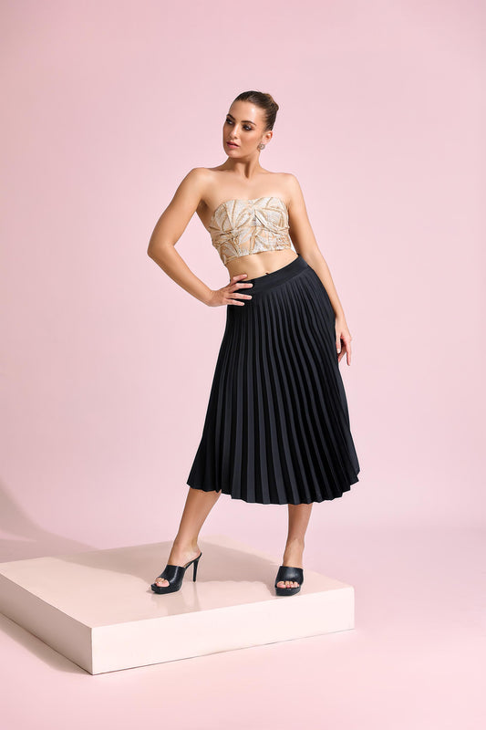 Aria Pleated Midi Skirt
