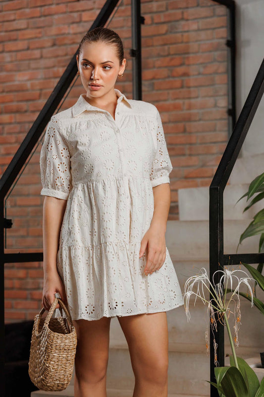 Maya Button Down Frill Dress