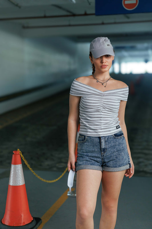 Stripes & shoulders Top