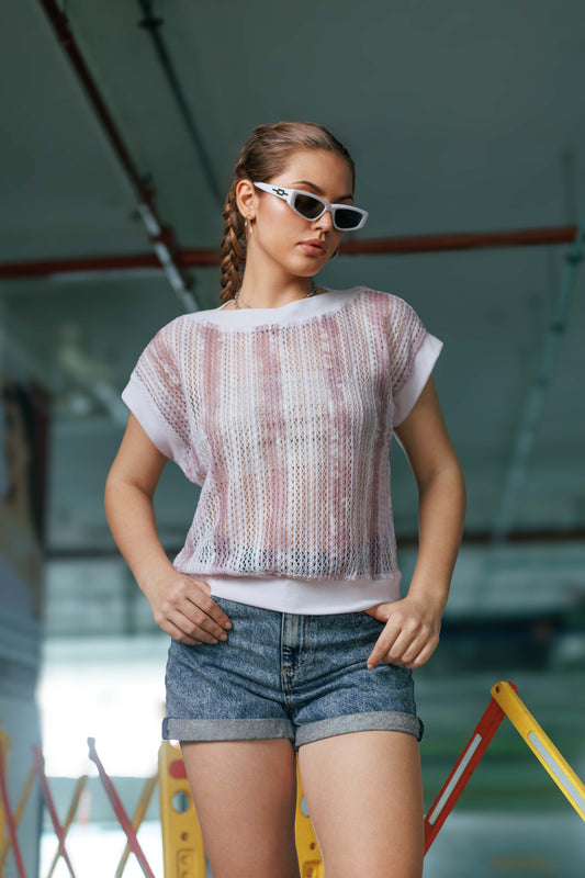 Mesh Contrast Top
