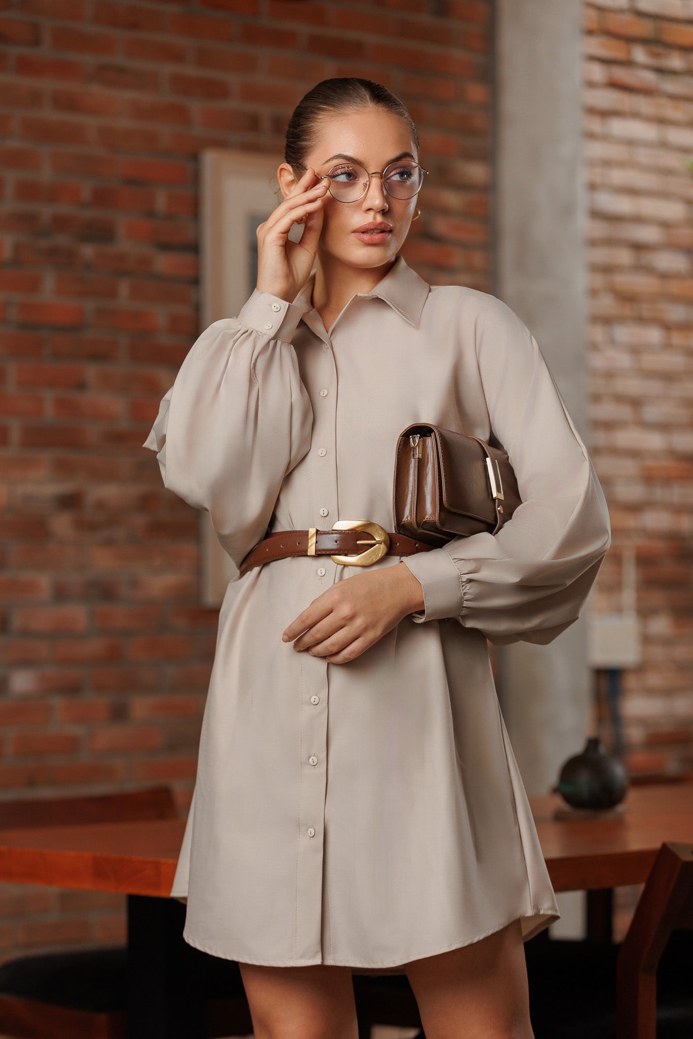 kelly shirt dress Kelly Green Linen Blend Mini Dress -Shirt Dresses