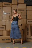The Harper Tiered Denim Skirt