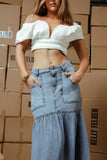 The Harper Tiered Denim Skirt