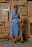 Classic Button-Down Belted Midi Dress