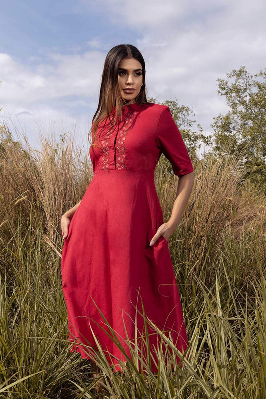 Summer Diary Embroidery Linen Dress