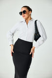 Vintage Flower Embroidery Stripe Work Wear Shirt