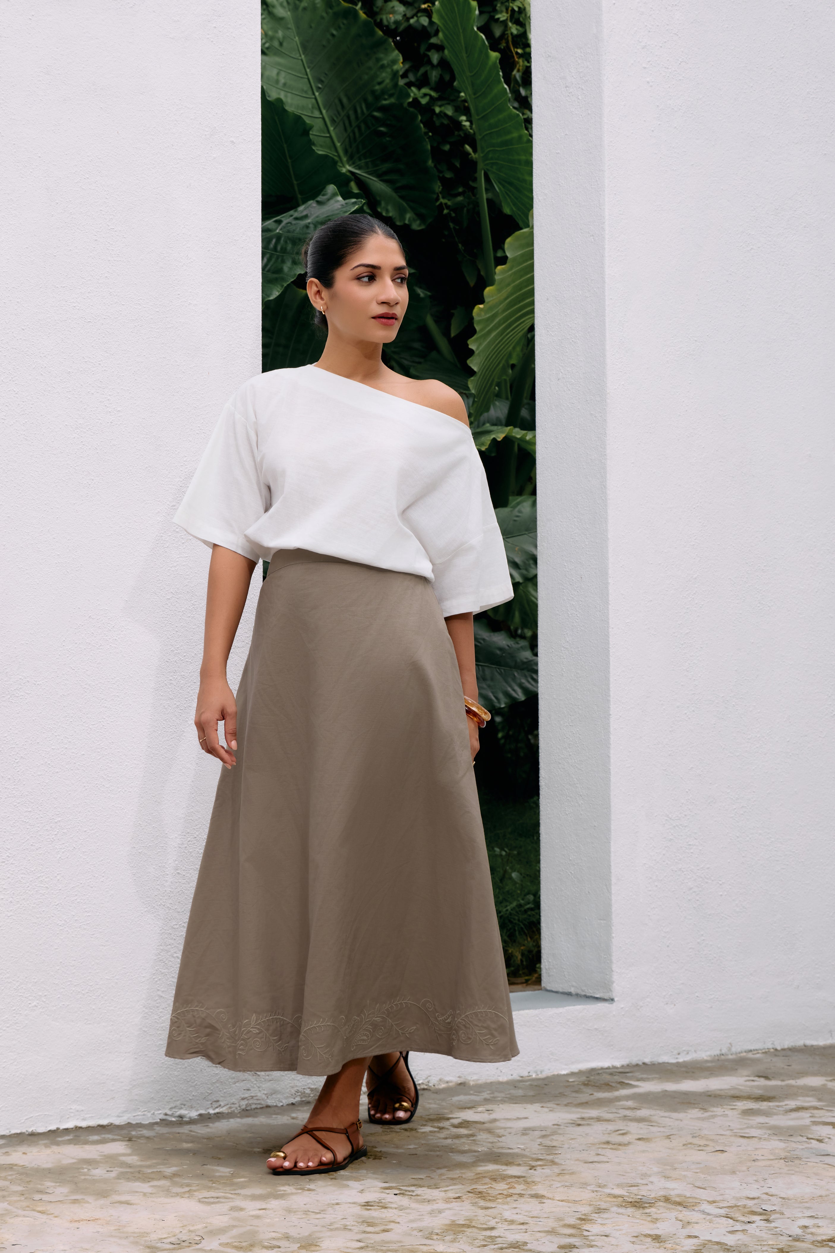 Quiet Bloom linen skirt