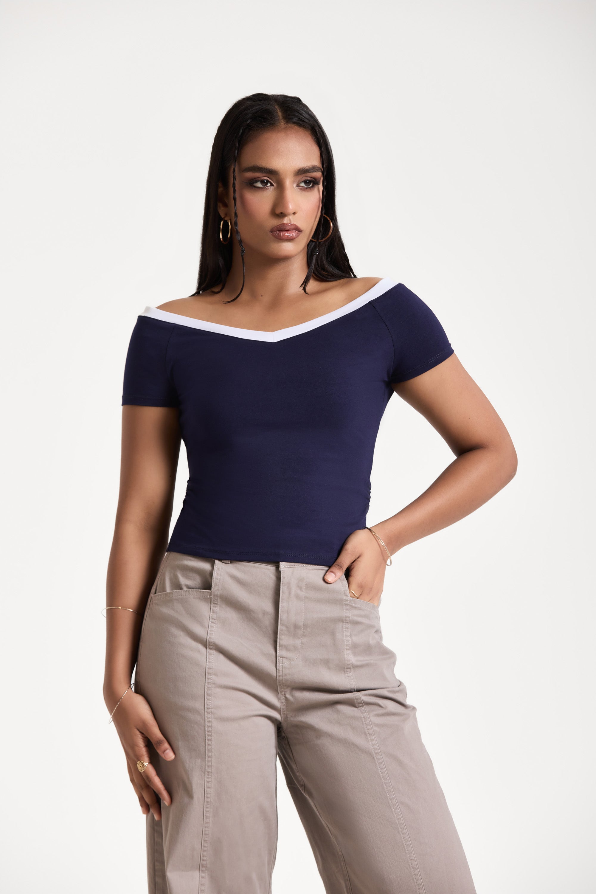 The Stella Tipped Off-Shoulder Tee