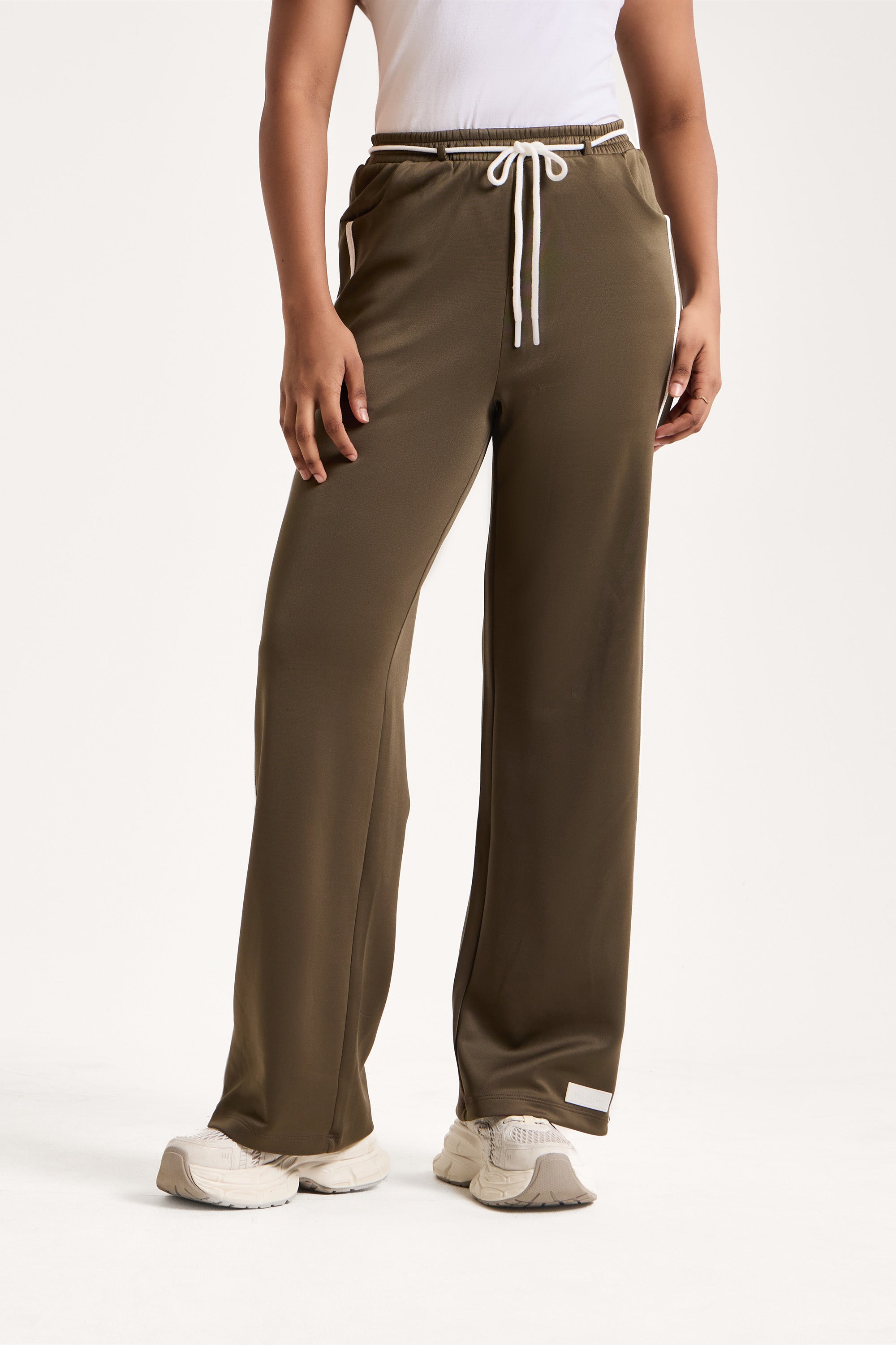 The Pinstripe-Trim Wide-Leg Pant