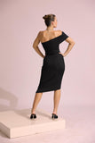 After Dusk Off Shoulder Midi Dress