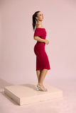 After Dusk Off Shoulder Midi Dress