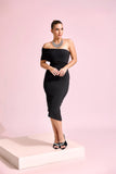 After Dusk Off Shoulder Midi Dress