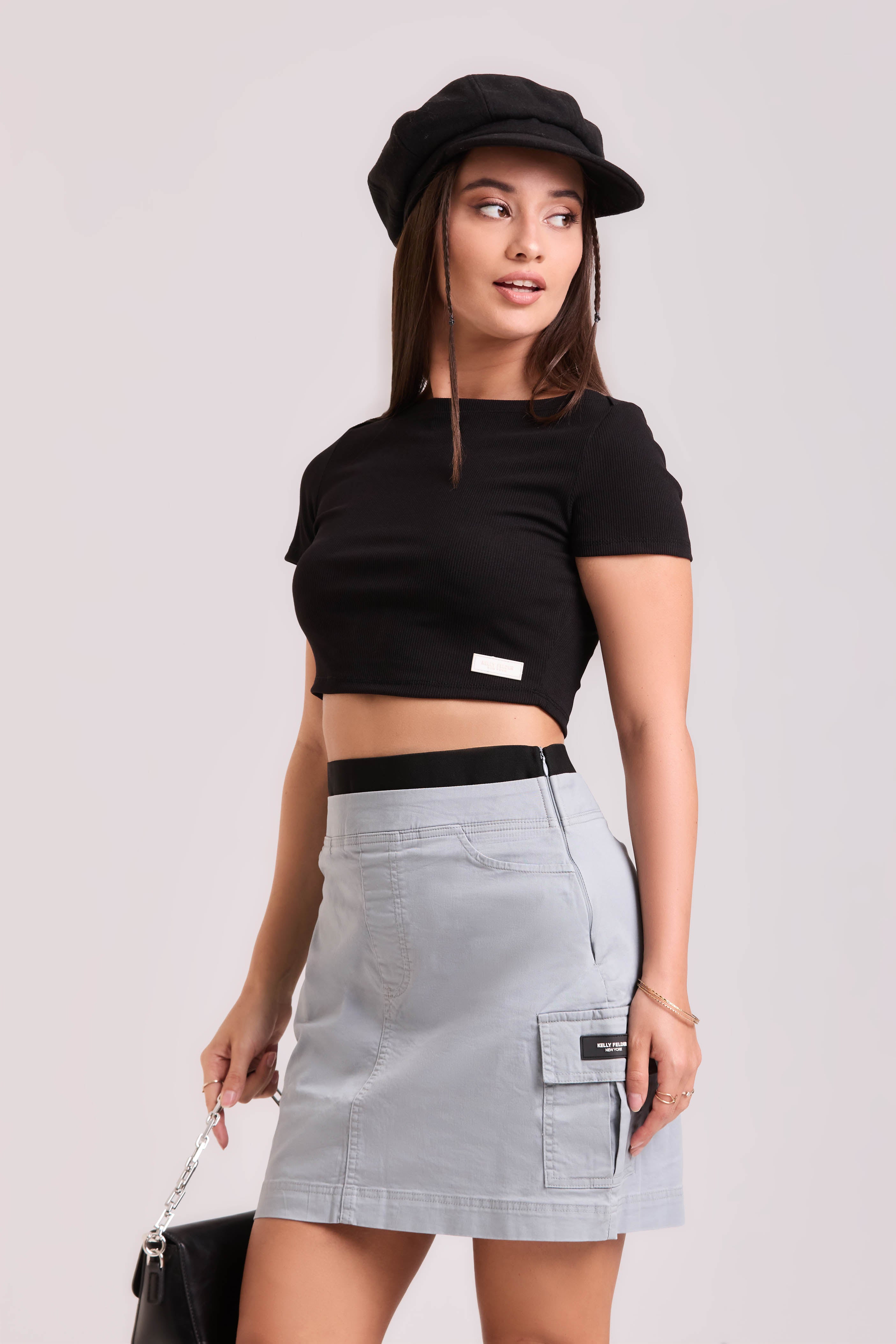 The Aura Ribbed Boat-Neck Crop