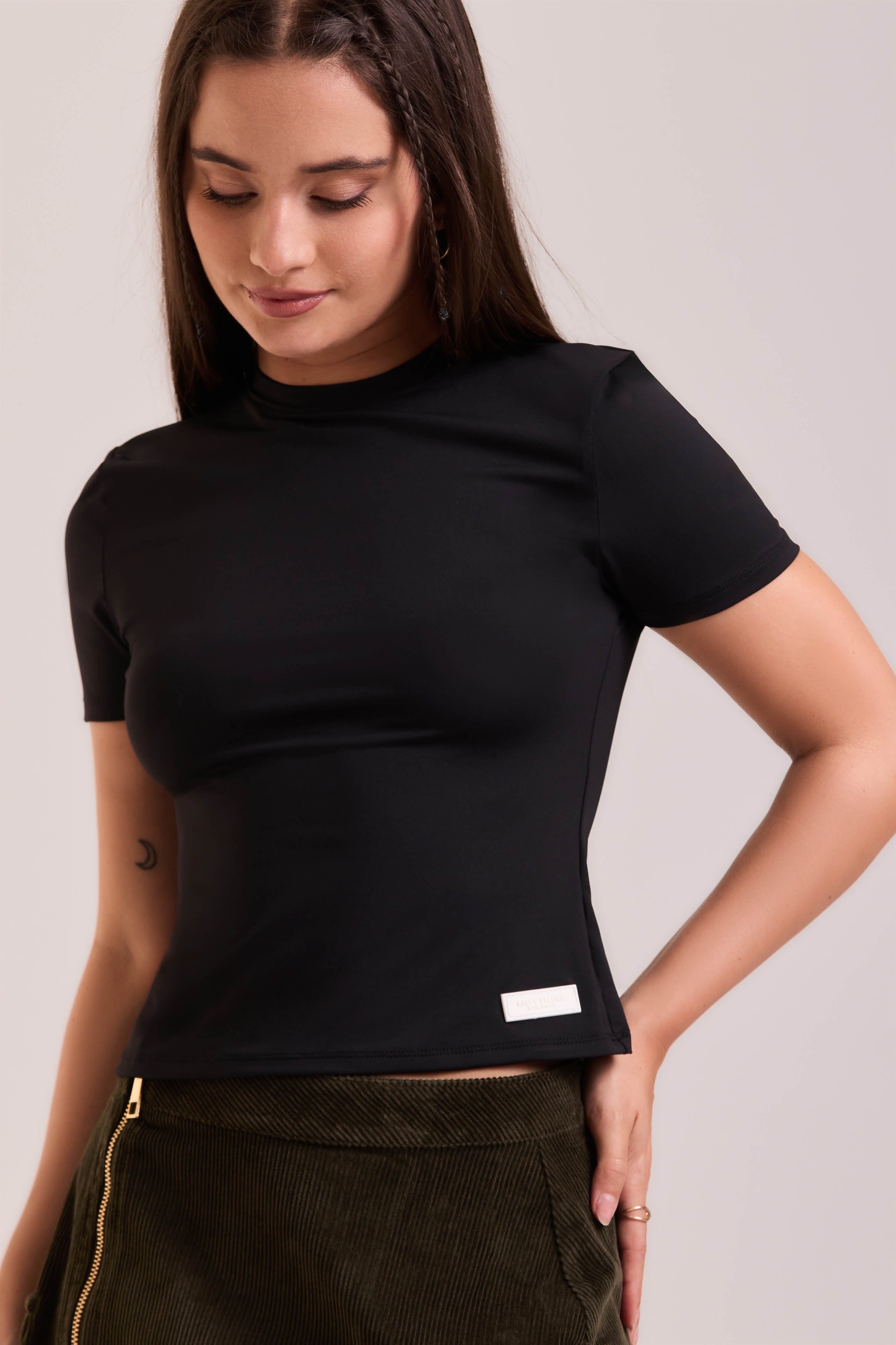 The Onyx Mock-Neck Fitted Tee