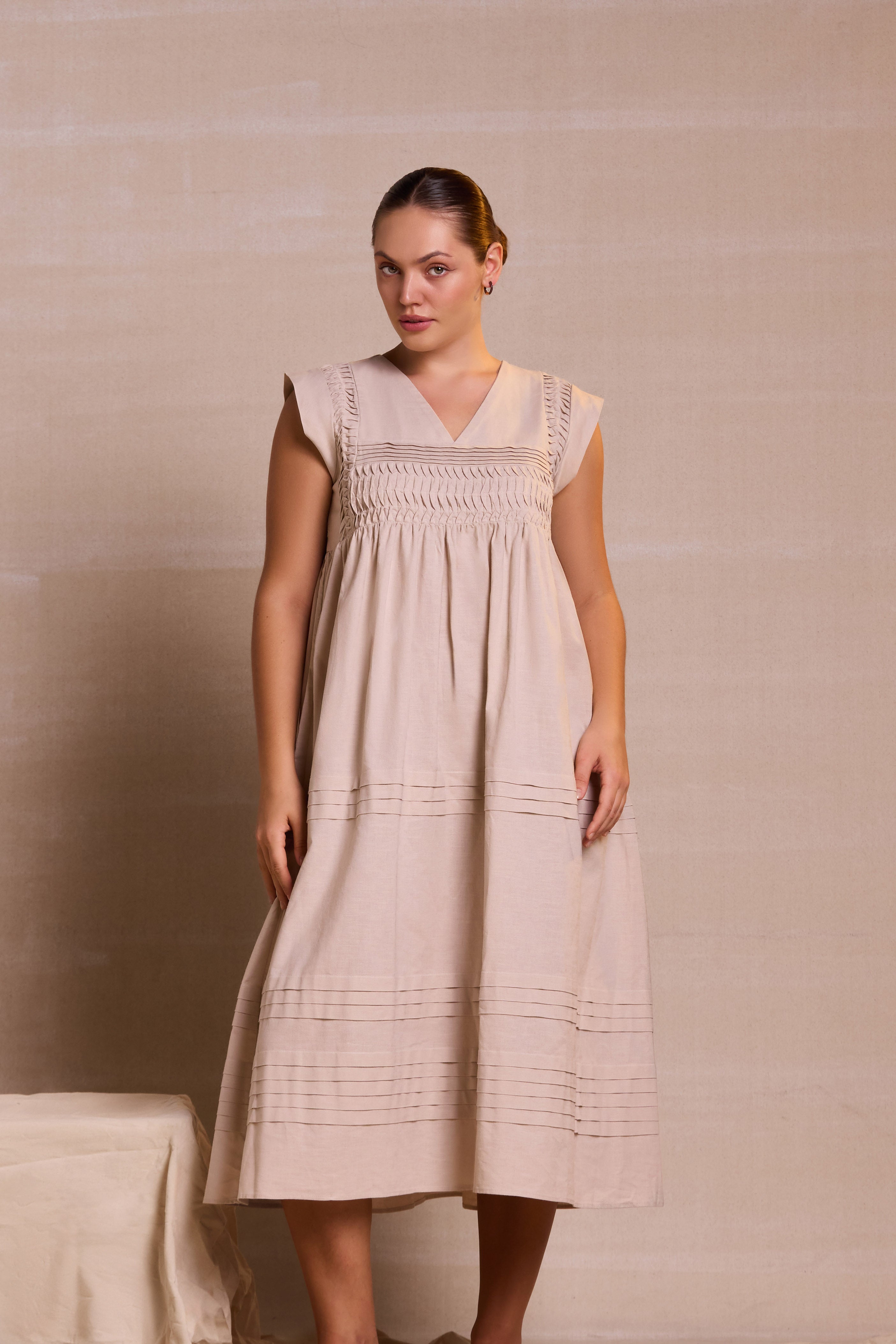 Terracotta Veil Linen Dress