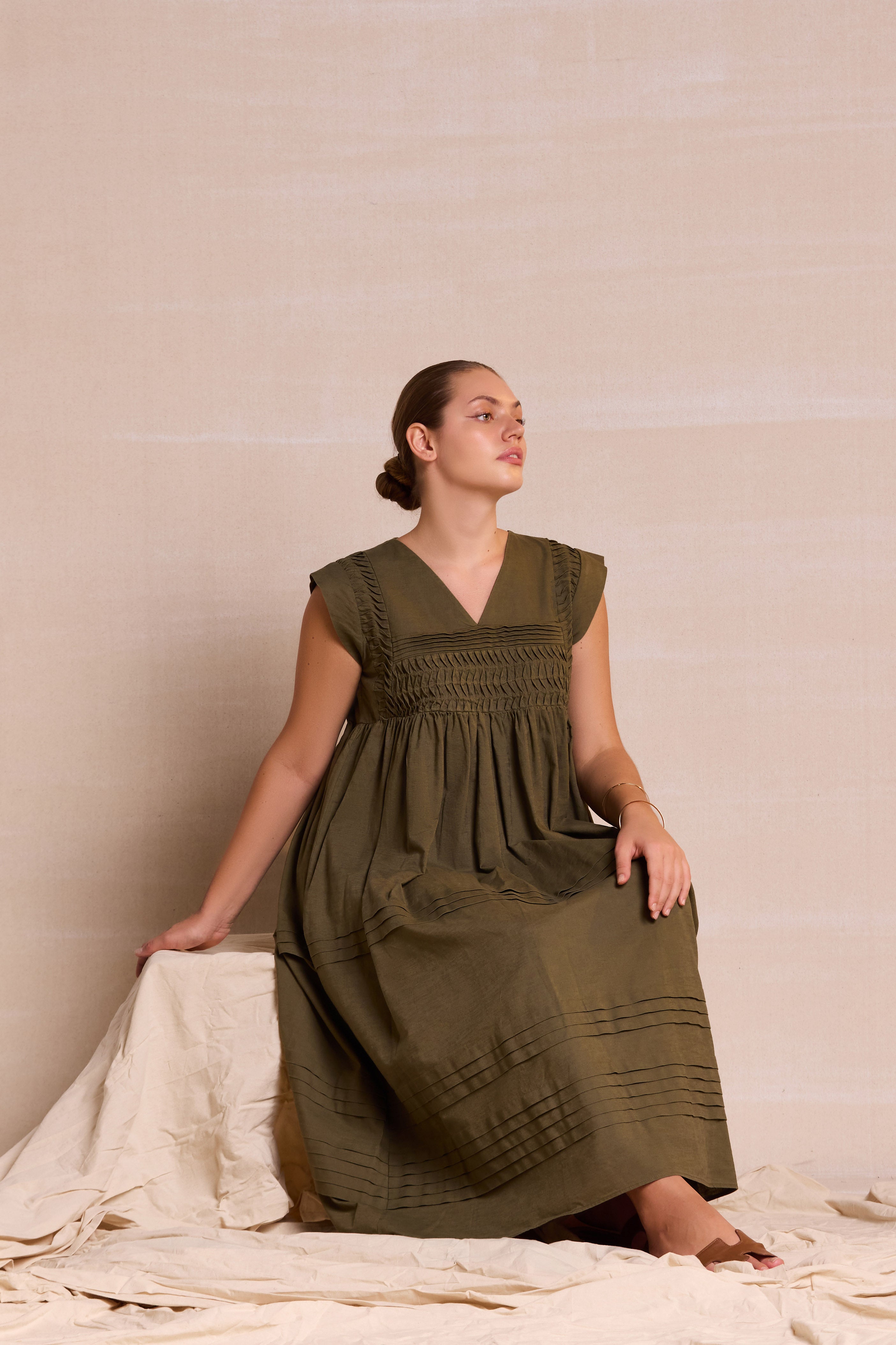 Terracotta Veil Linen Dress