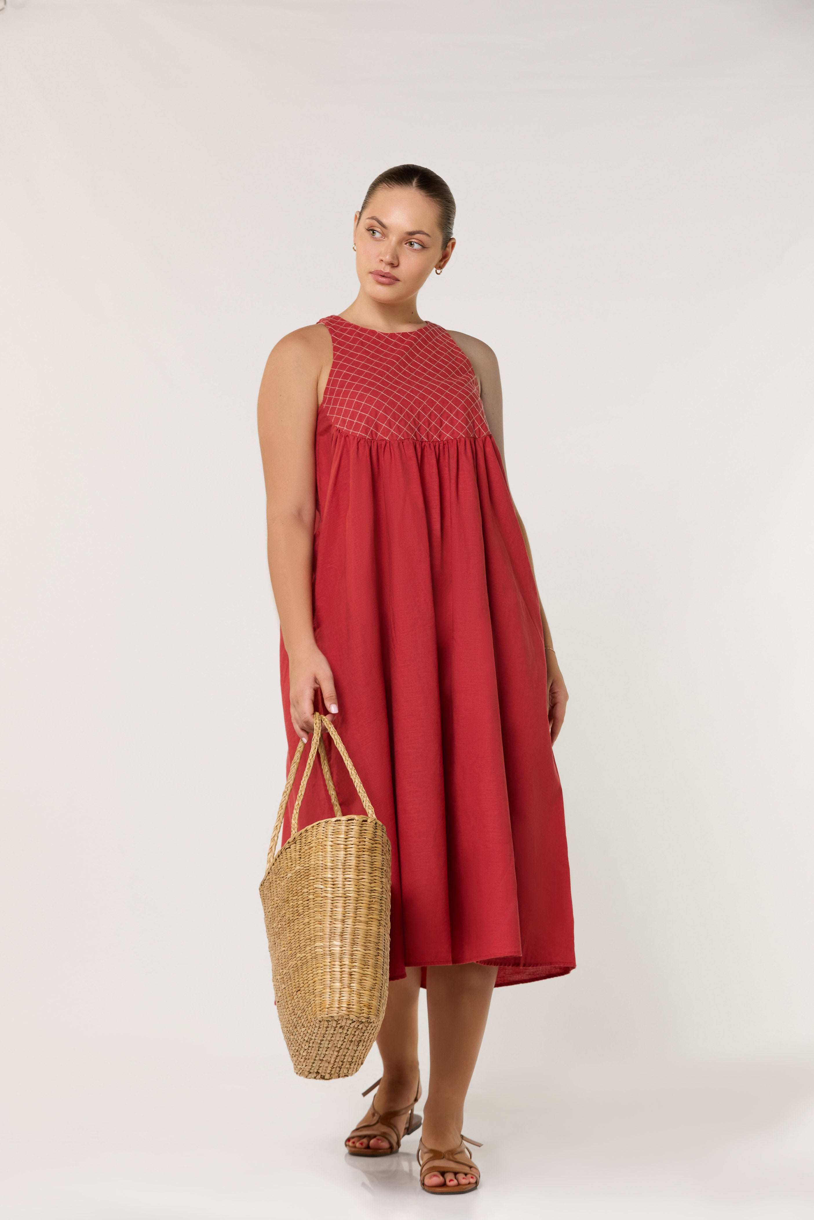 Soft Ember Linen Dress