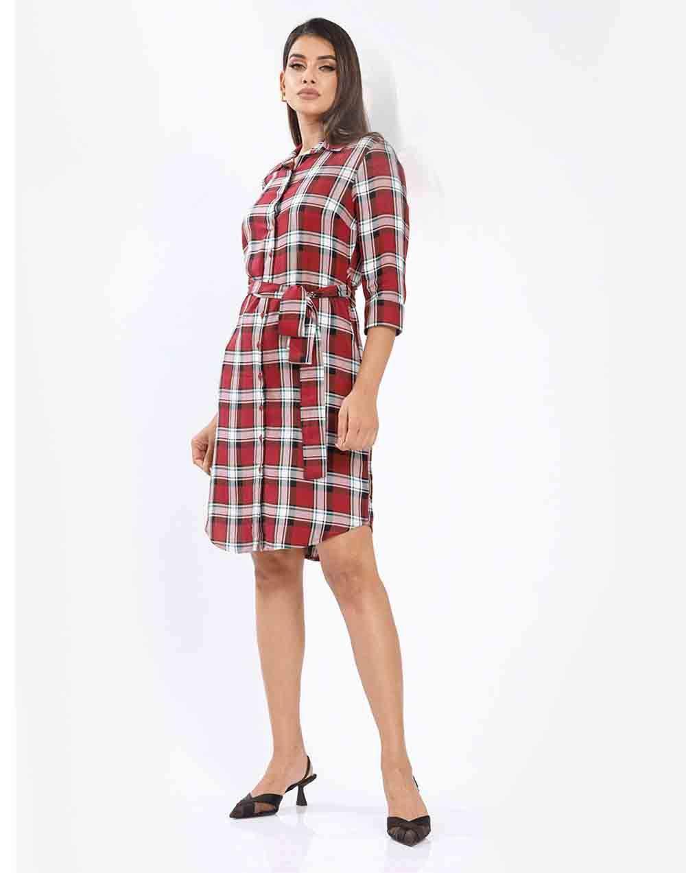 Button Down Check Dress