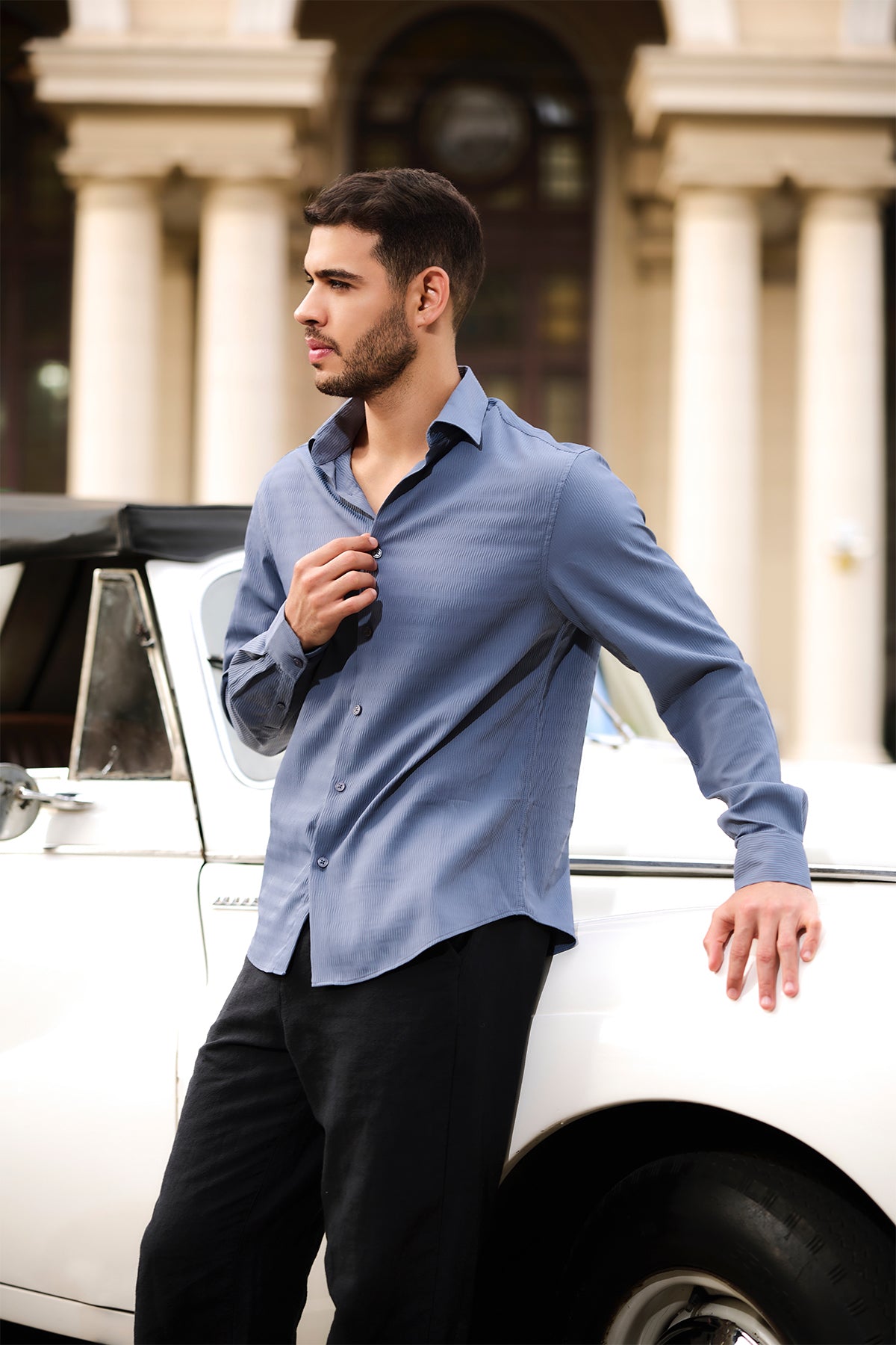 Midnight Wave Textured Shirt