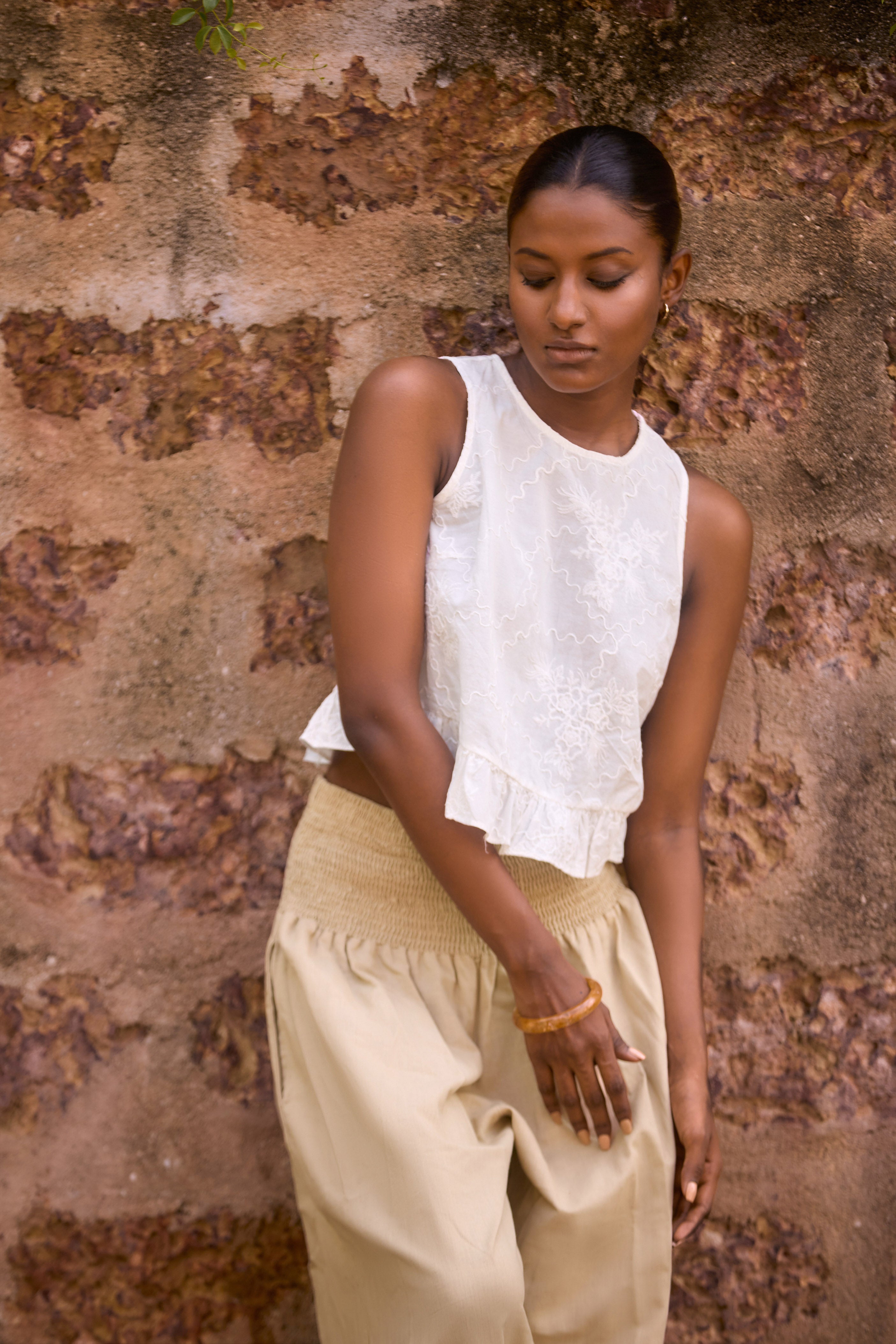 Meera Frill Linen Top