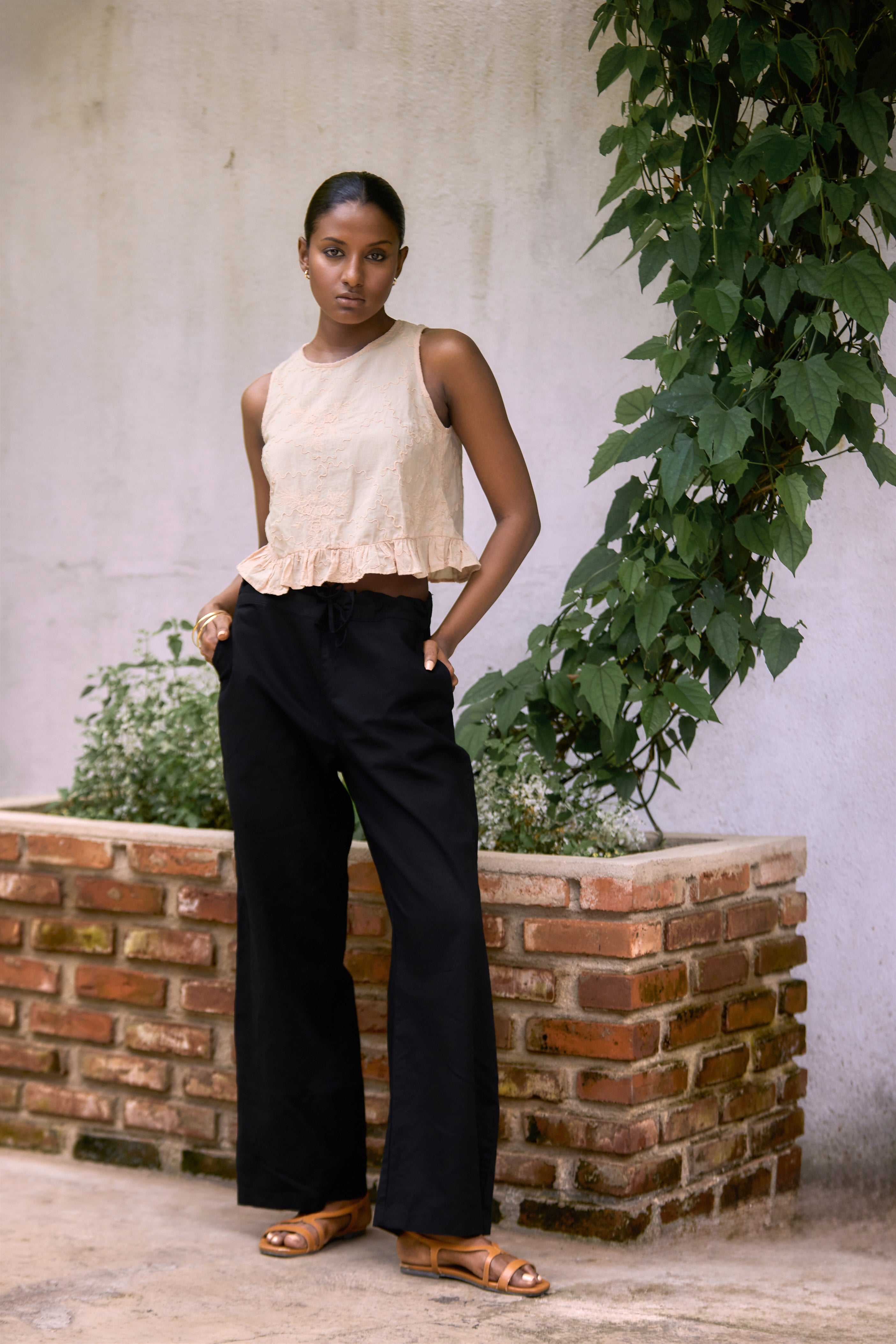 Meera Frill Linen Top