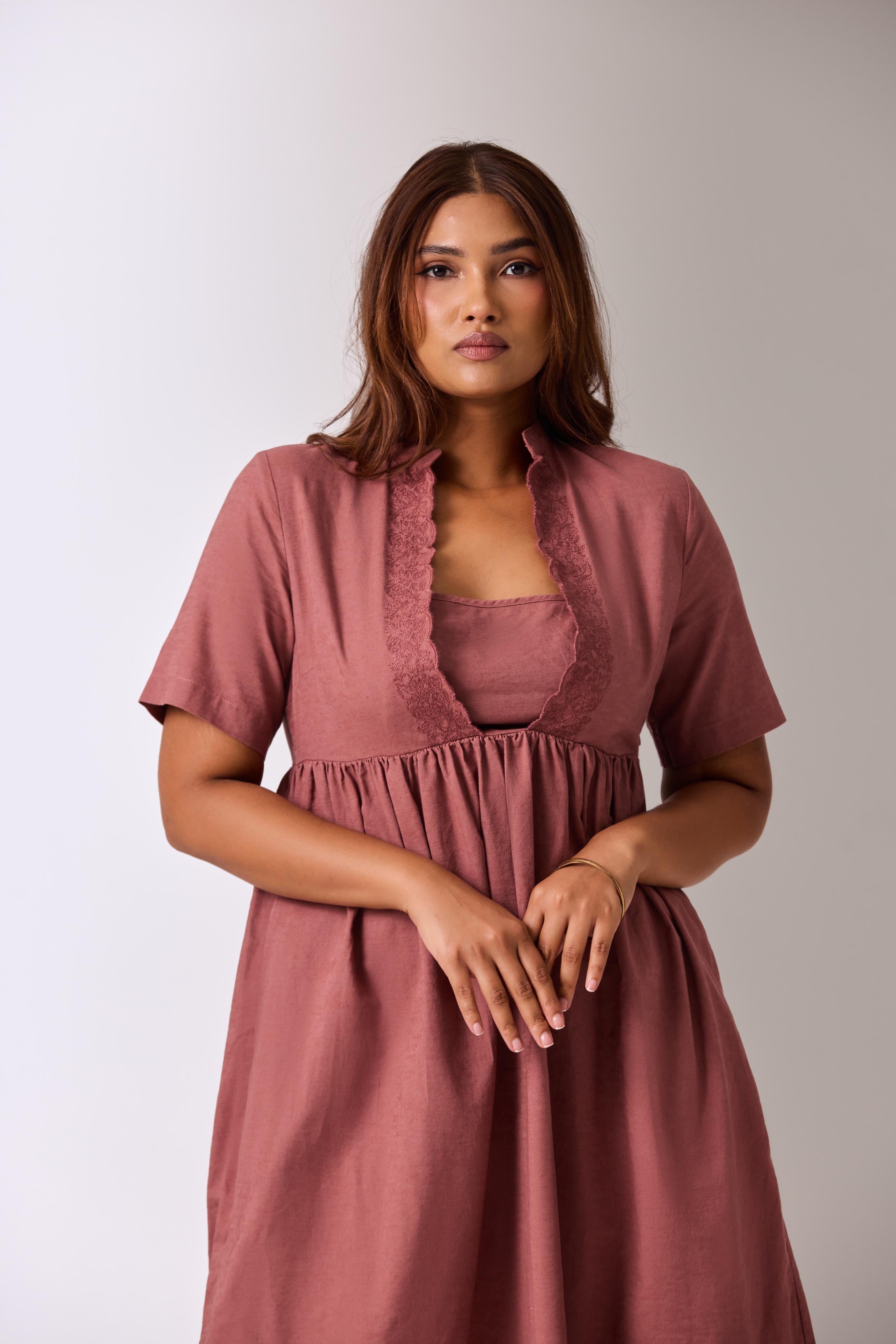 Rosé Reverie Linen Dress