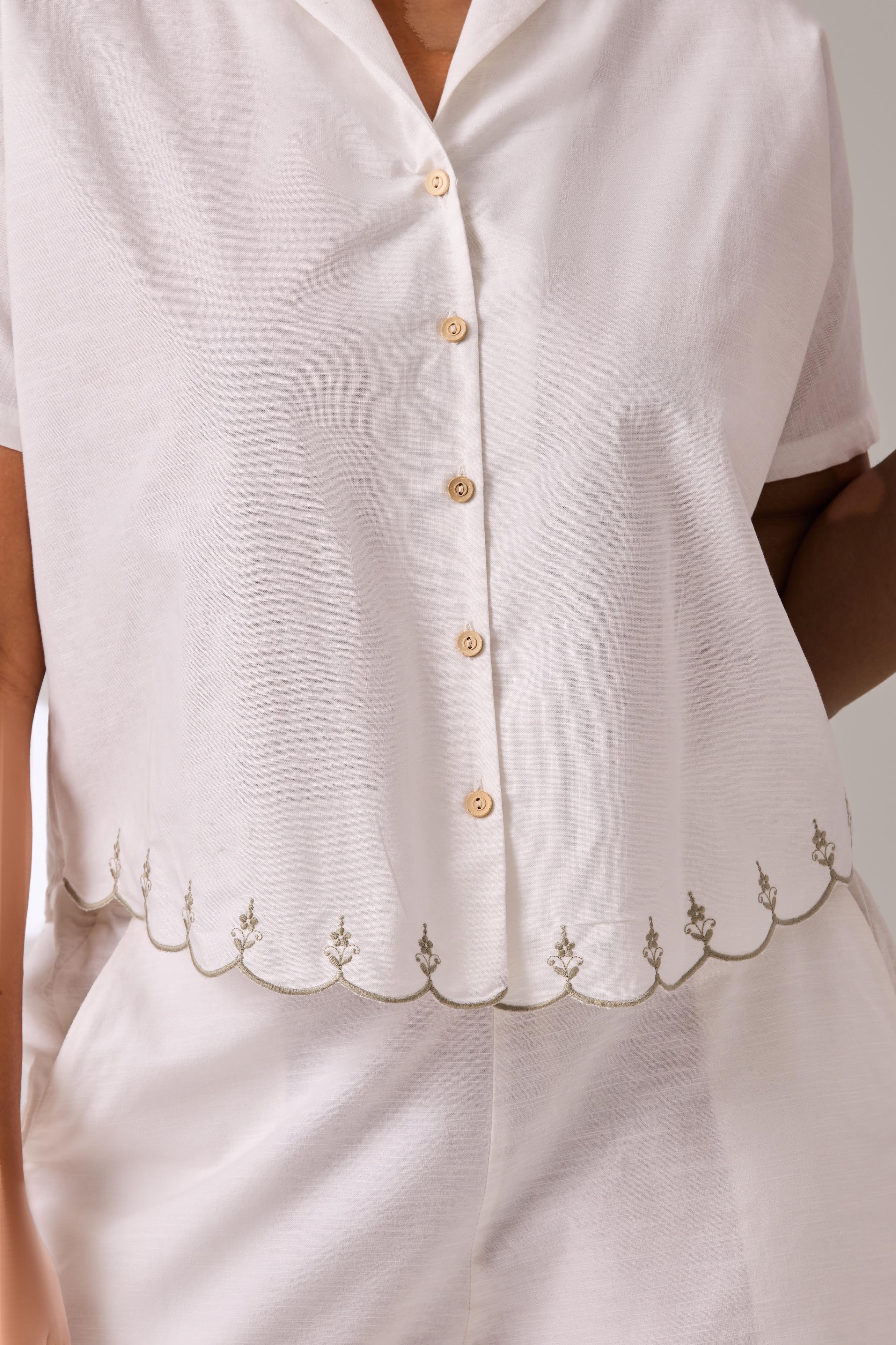Silken Bloom Linen Top