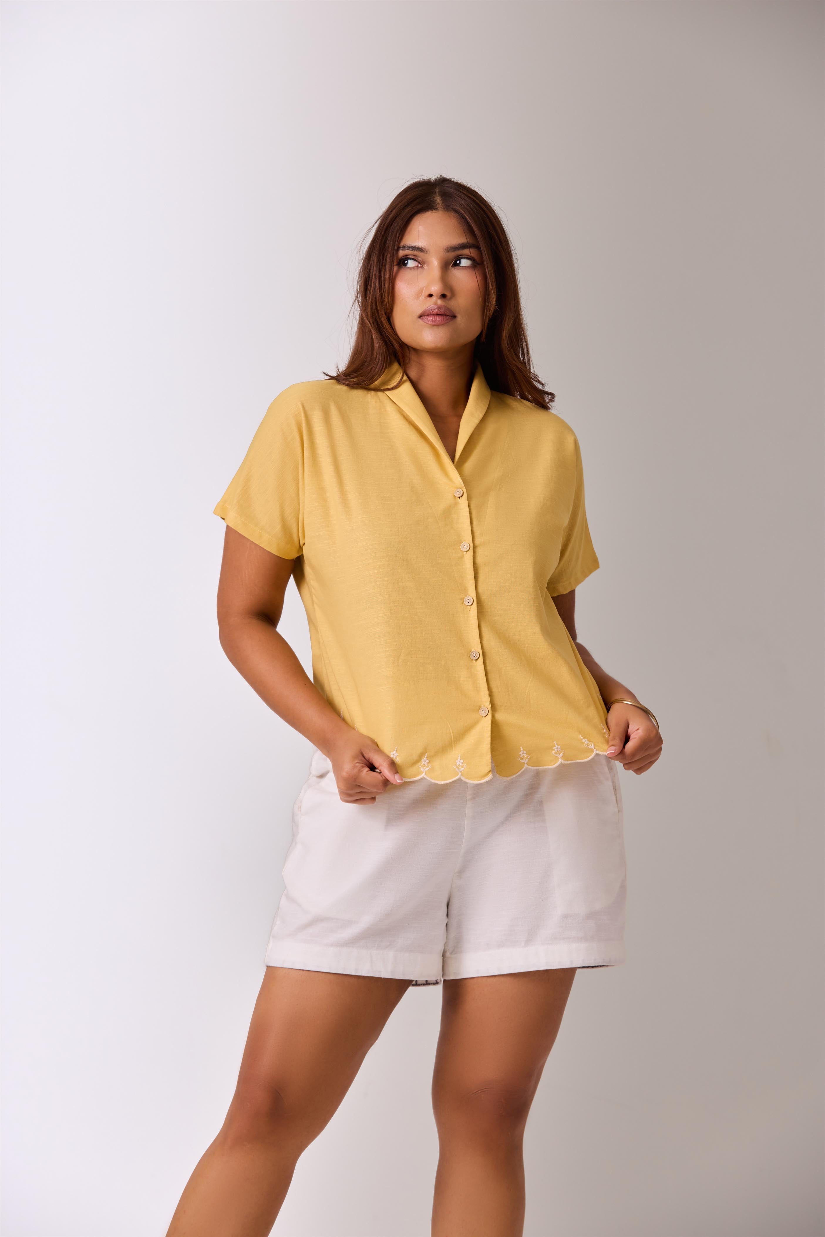 Silken Bloom Linen Top