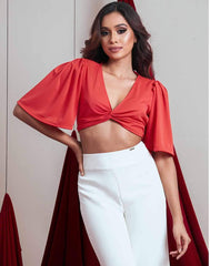 Flare Sleeve Crop Top