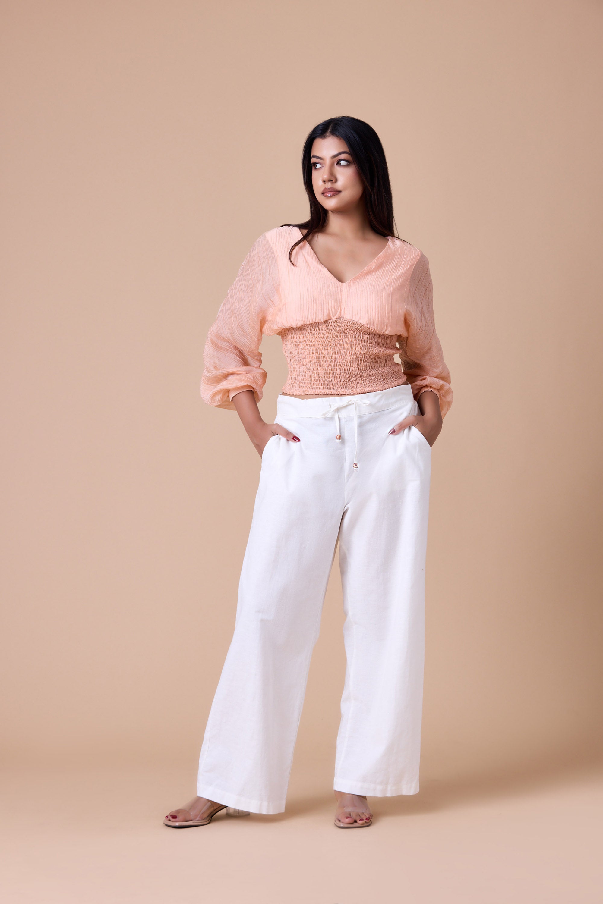 Peach Cloud Smocked Top