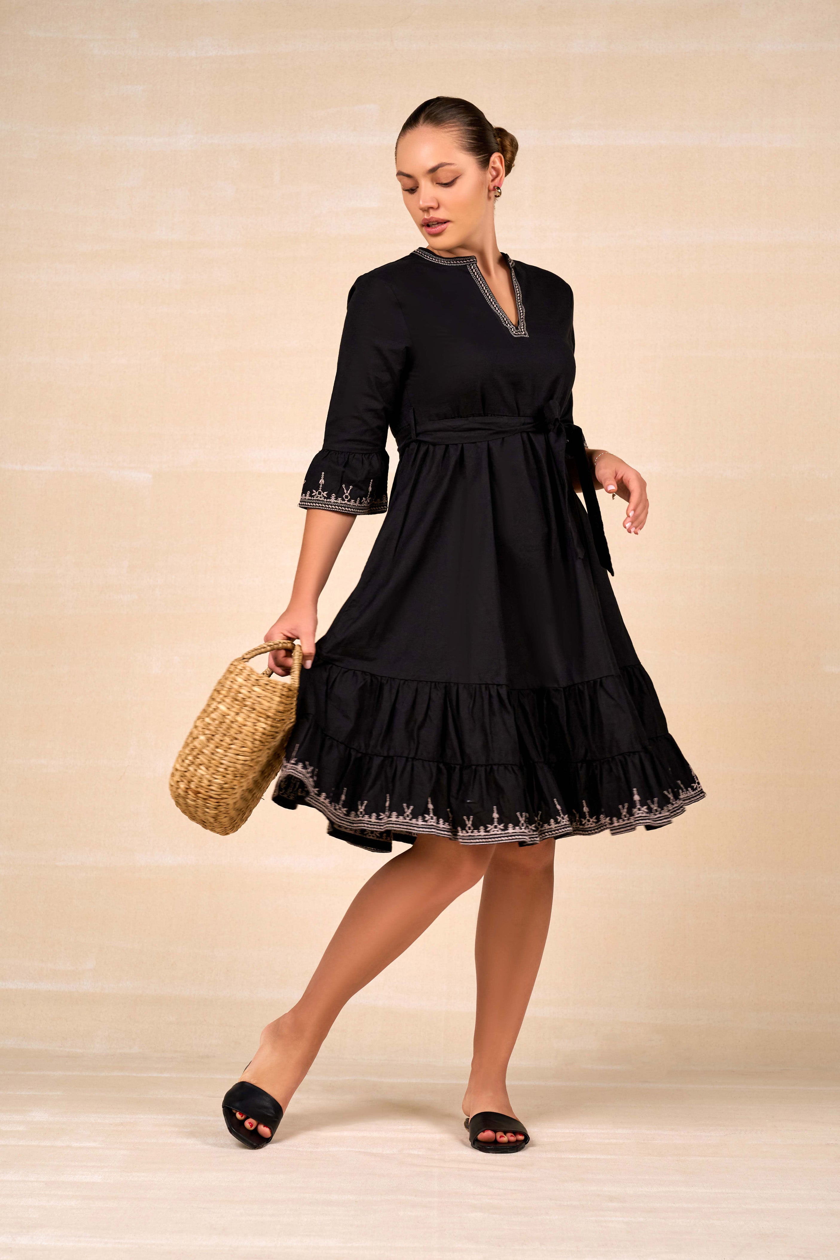 Elara Bloom Linen Dress