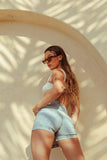 Casual twist front denim skort