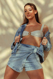 Casual twist front denim skort