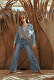 Icon status cropped denim corset jacket