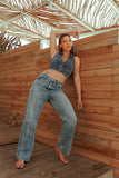 Denim straight leg jean