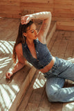 Denim straight leg jean