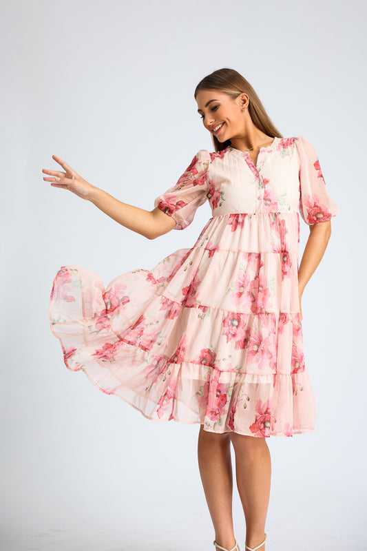 Graceful Layered Midi Dress