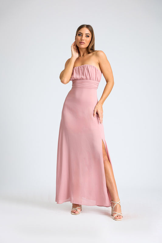 Slit & Sway Strapless Maxi