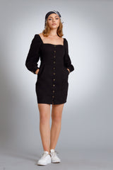 Puff & Sleek Twill Dress