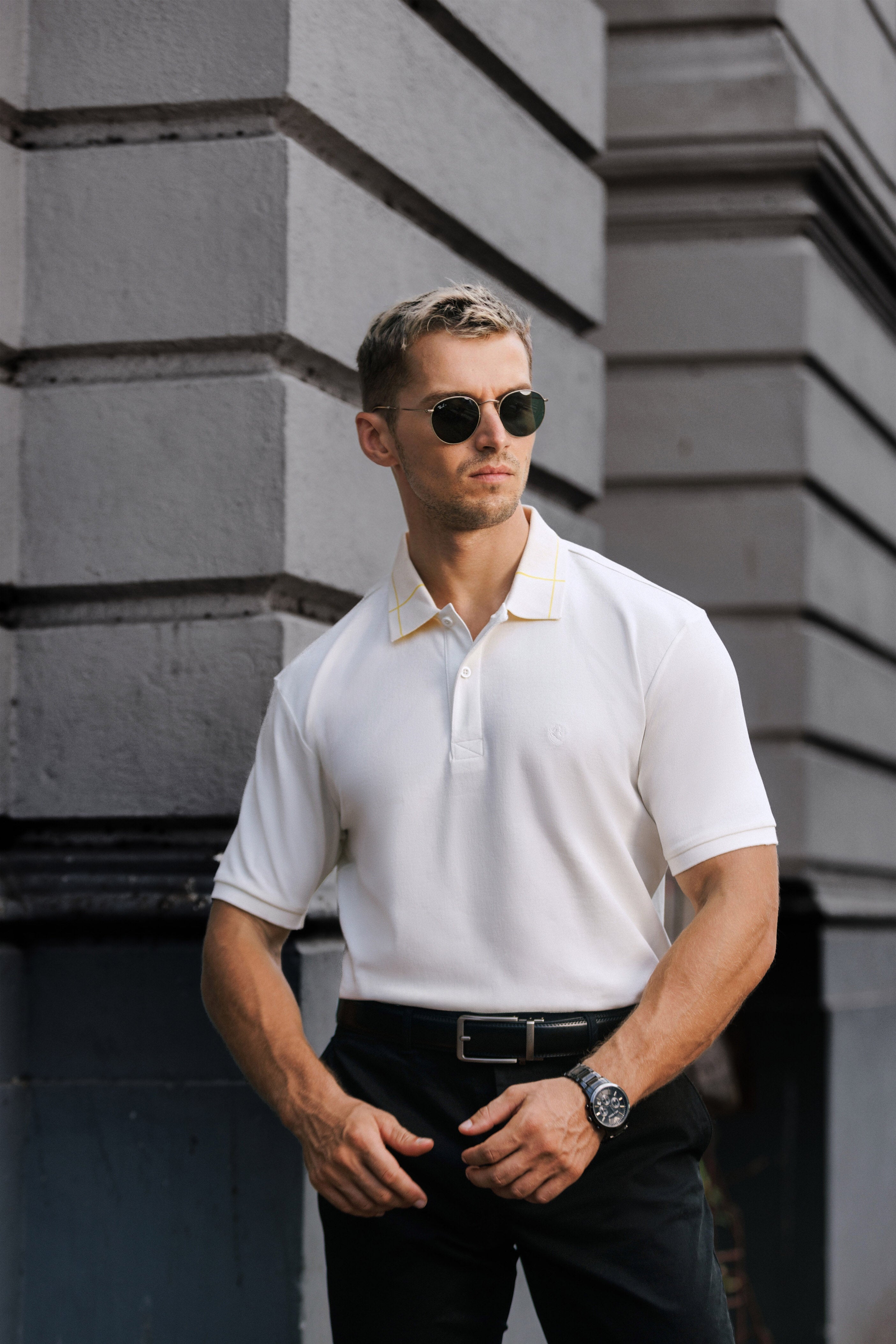 Gridline Tipped Collar Polo
