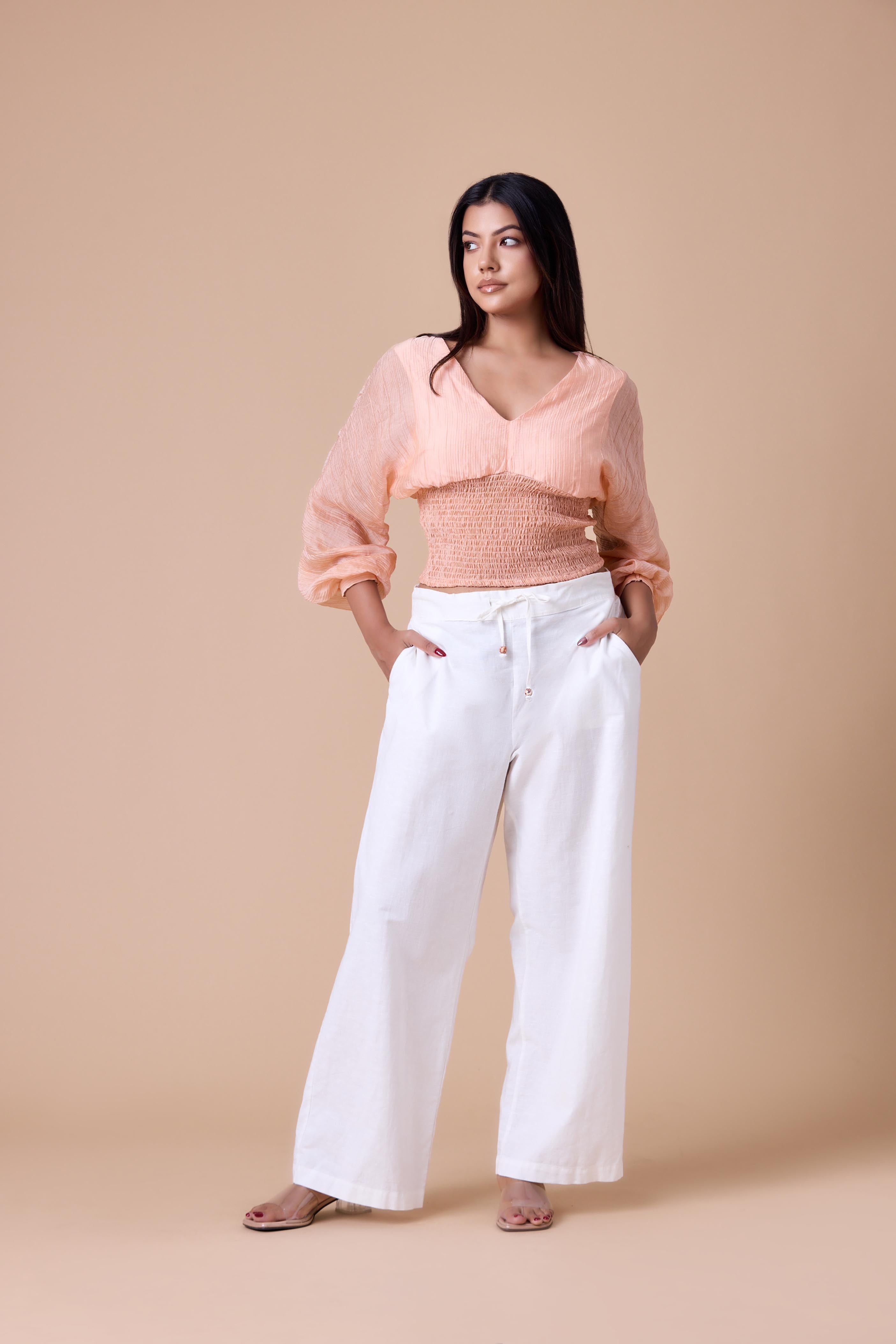 Peach Cloud Smocked Top