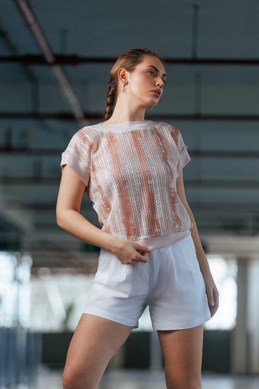 Mesh Contrast Top