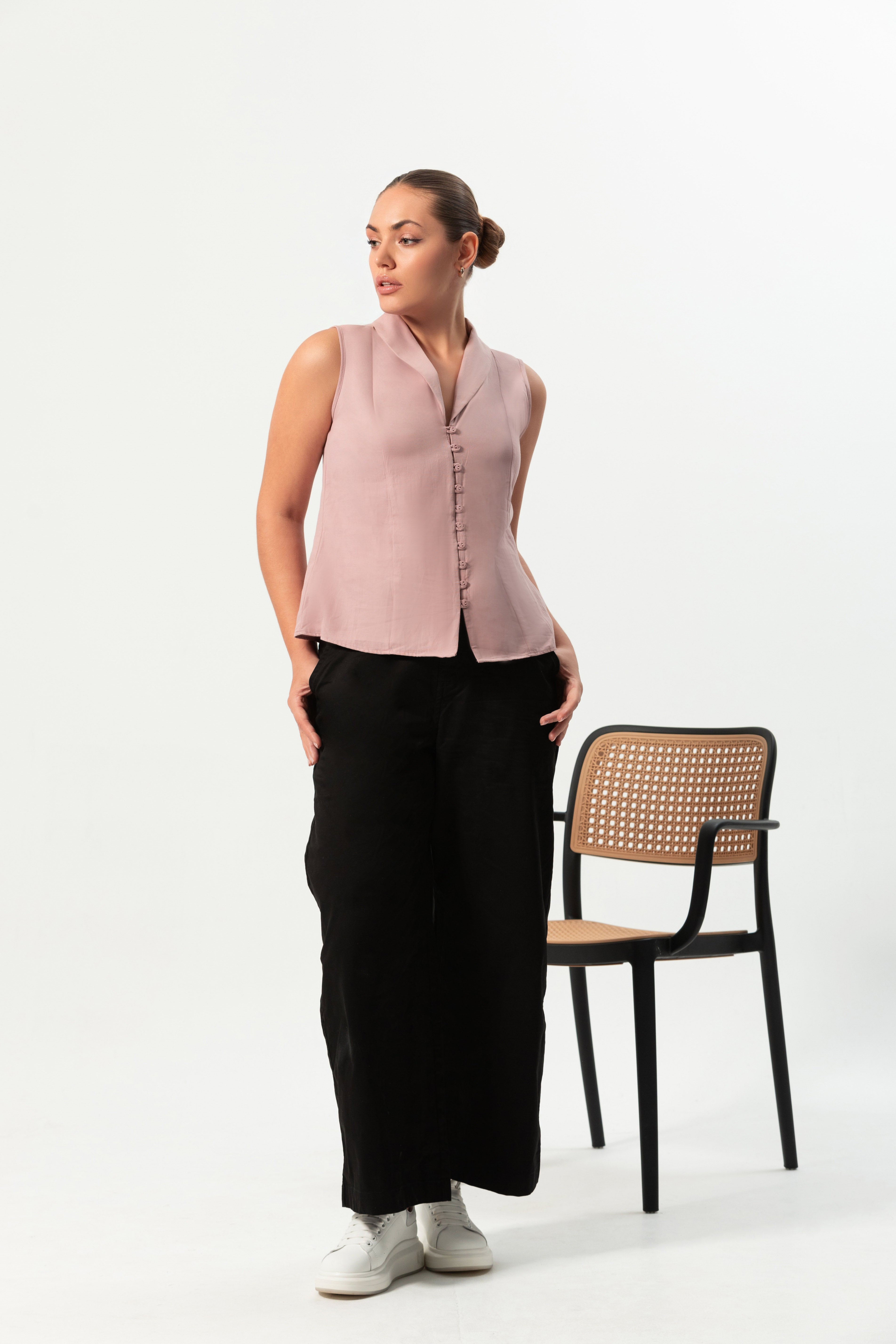 The Tailored Button Vest Top
