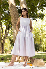 Pearl Purity Linen Dress