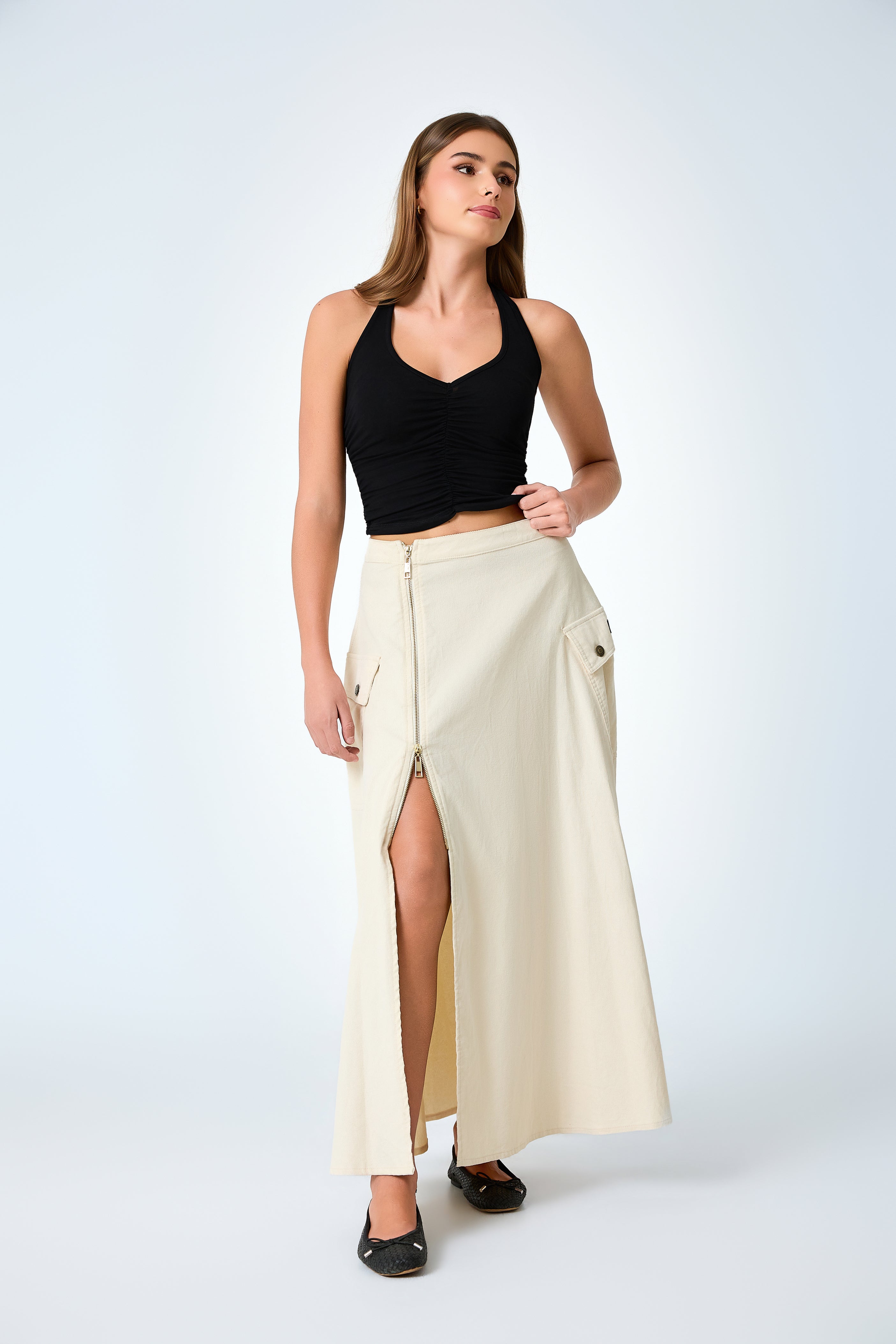 The Sierra Corduroy Cargo Maxi Skirt