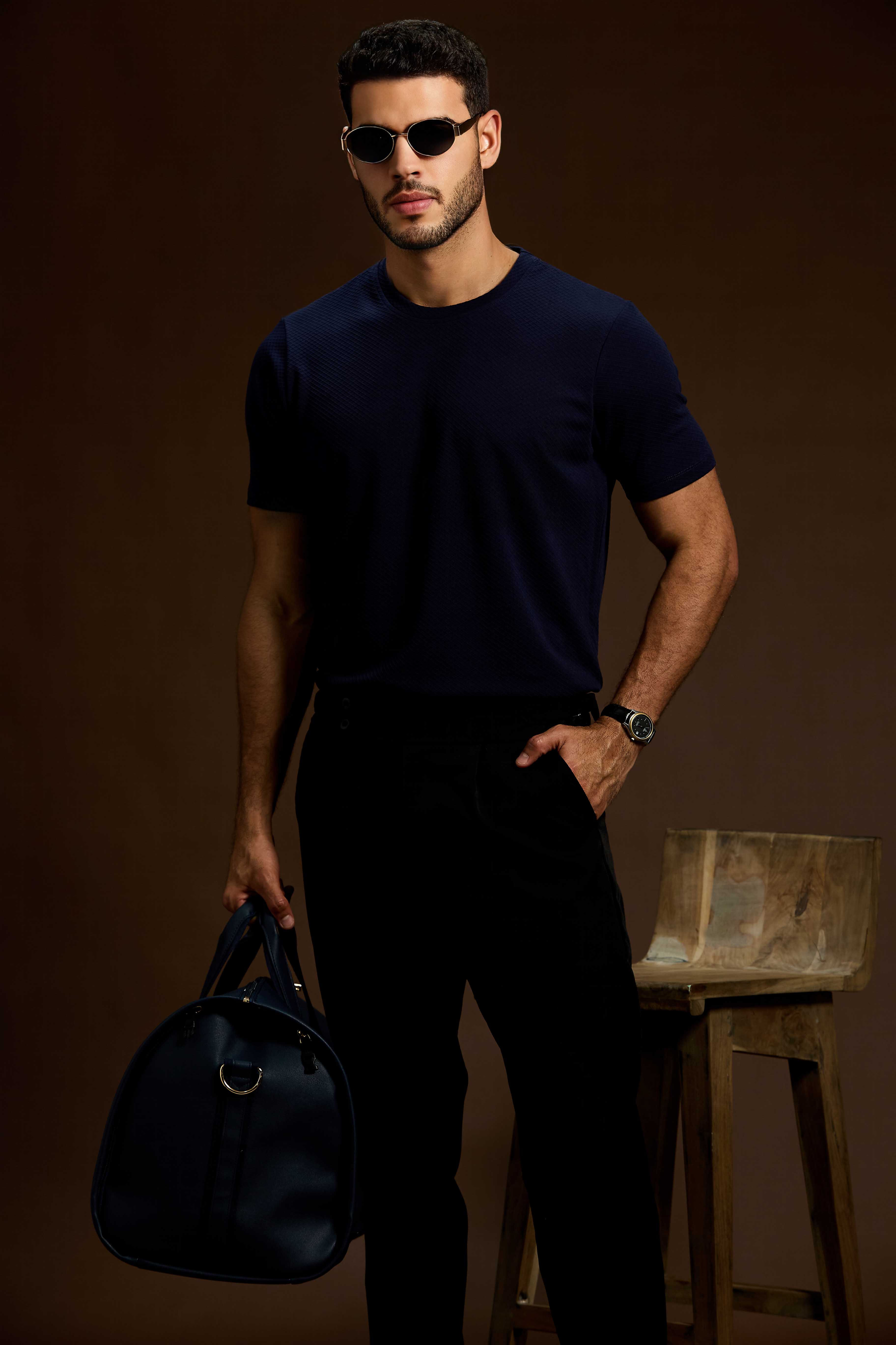 Velocity Grid Textured T-Shirt