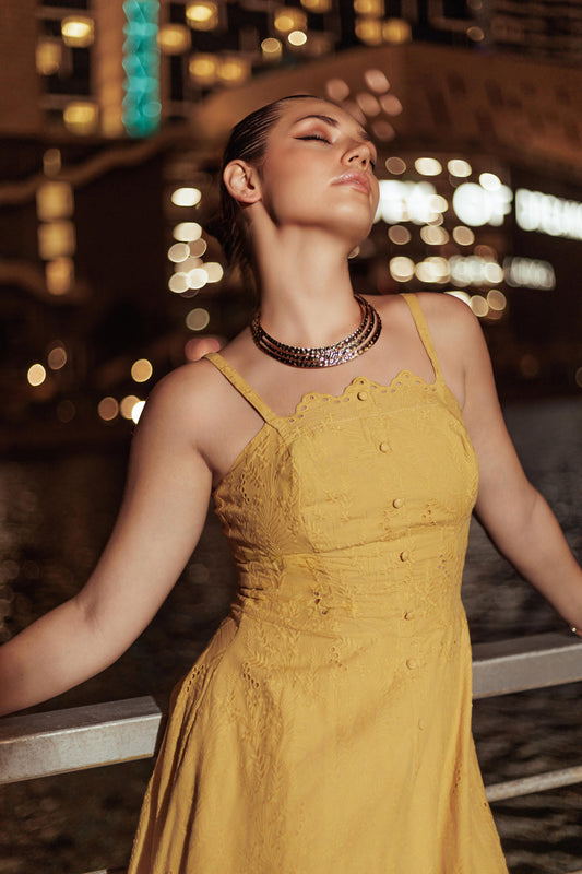 Starlight Serenade Button-Front Dress