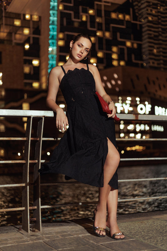Starlight Serenade Button-Front Dress
